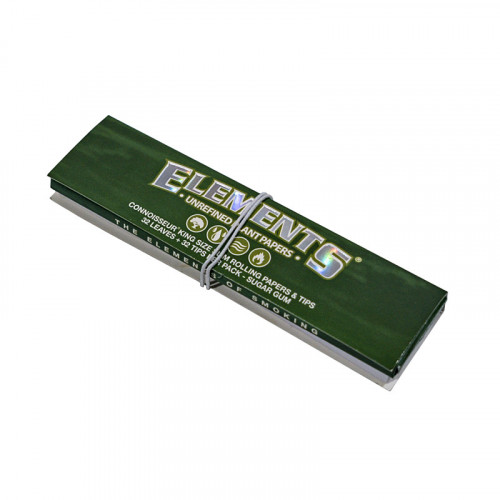 Бумажки Elements Green Connoisseur King Size Slim + Tips